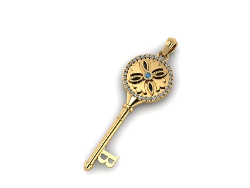 Key pendant letter B 3D print model_1