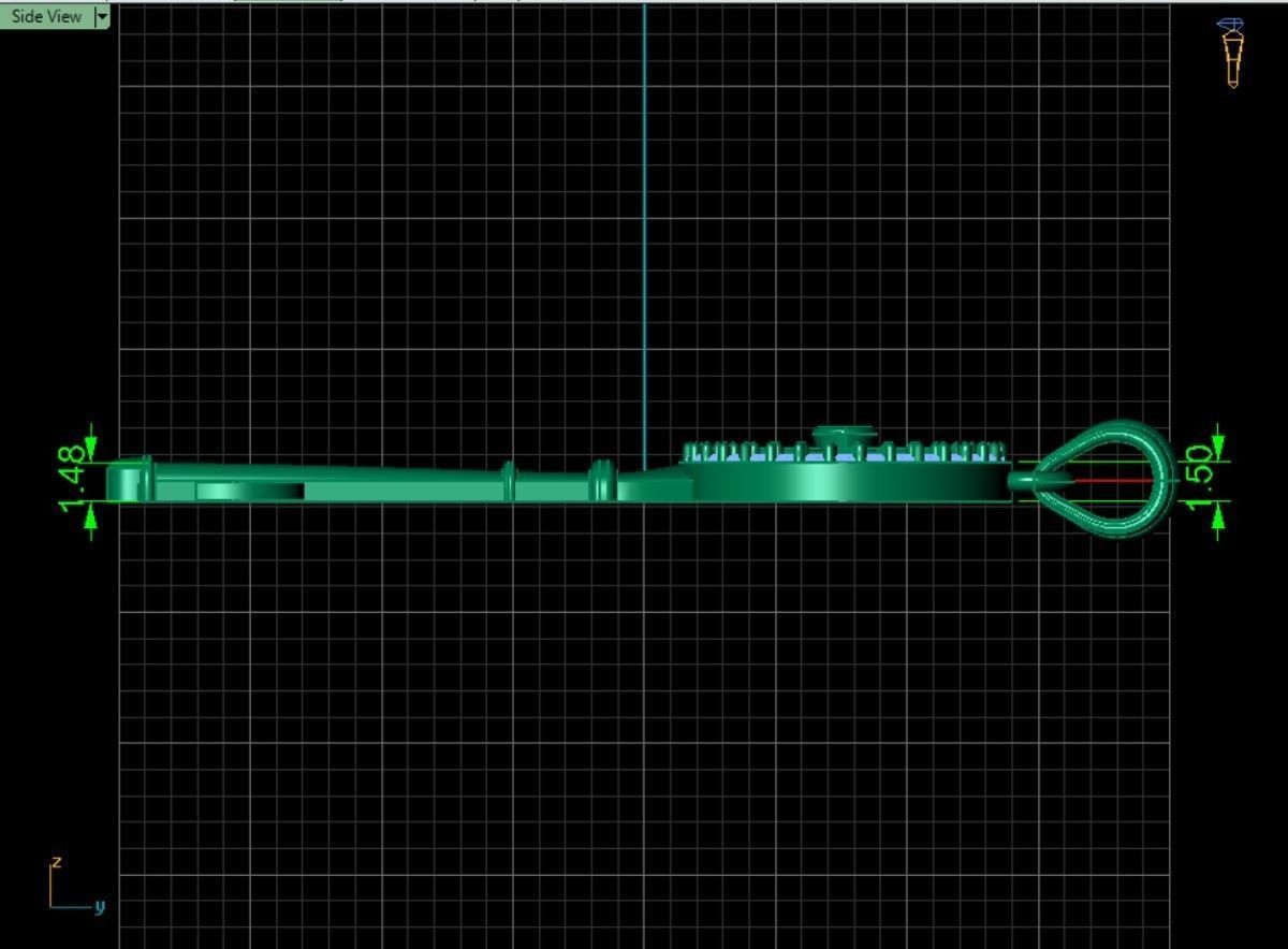 Key pendant letter C 3D print model_7