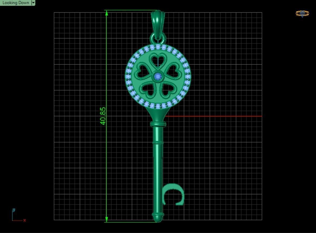 Key pendant letter C 3D print model_5