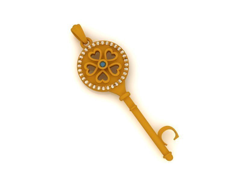 Key pendant letter C 3D print model_9