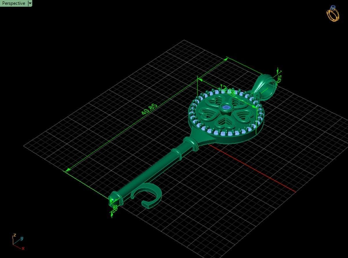 Key pendant letter C 3D print model_8