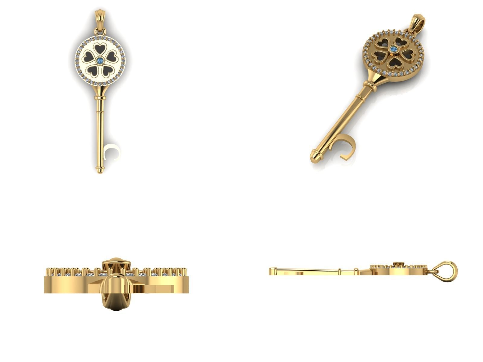 Key pendant letter C 3D print model_11