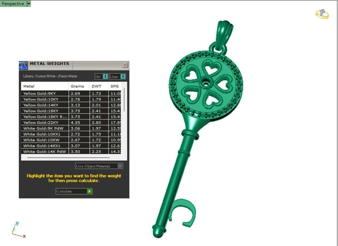 Key pendant letter C 3D print model_2