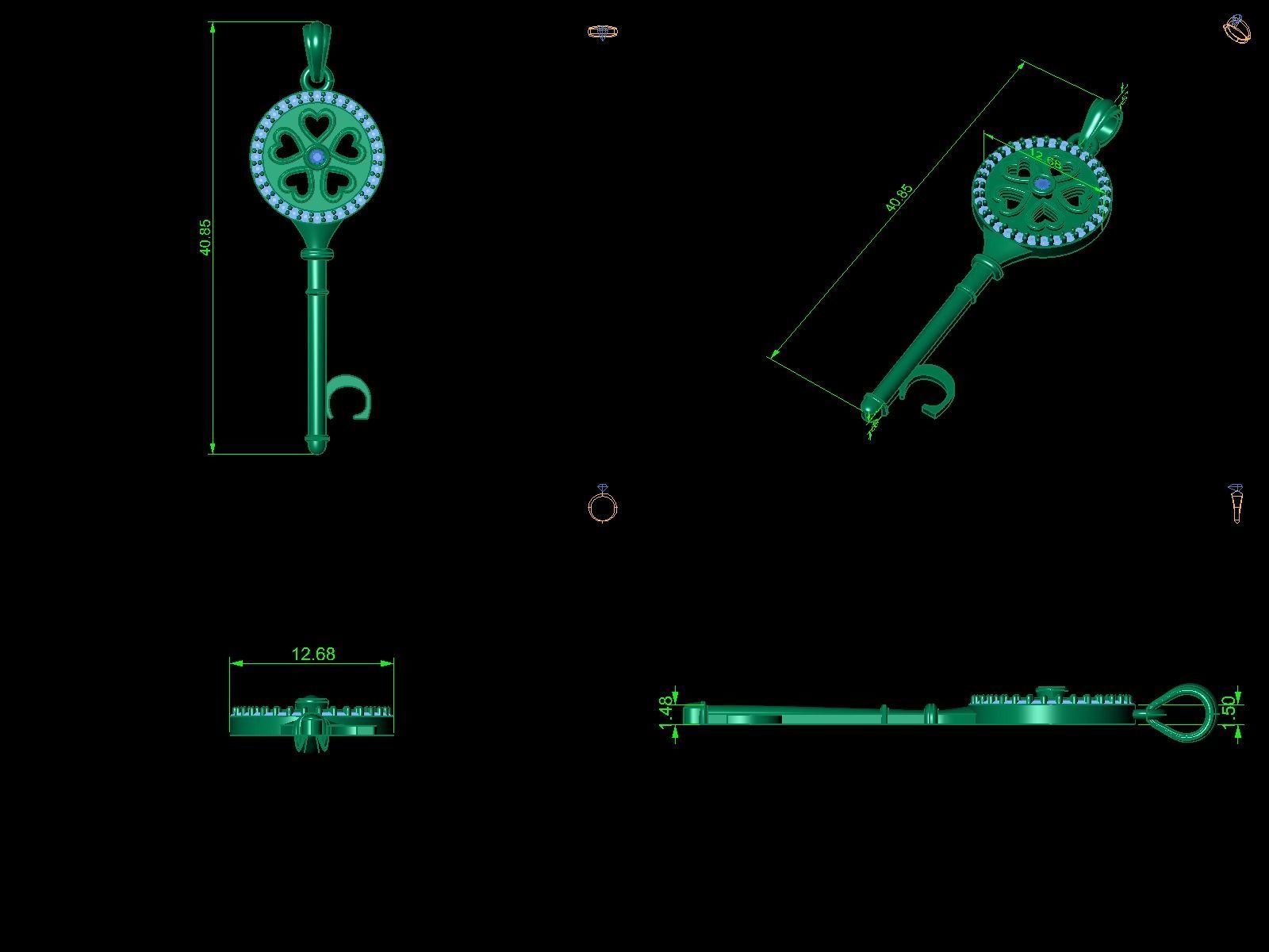 Key pendant letter C 3D print model_10