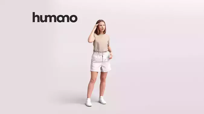 Humano looking and standing woman - casual summer -045-3696 3D model