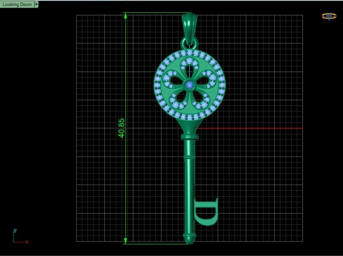 Key pendant letter D 3D print model_5