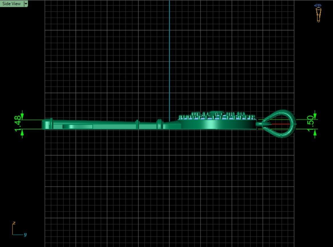 Key pendant letter D 3D print model_7