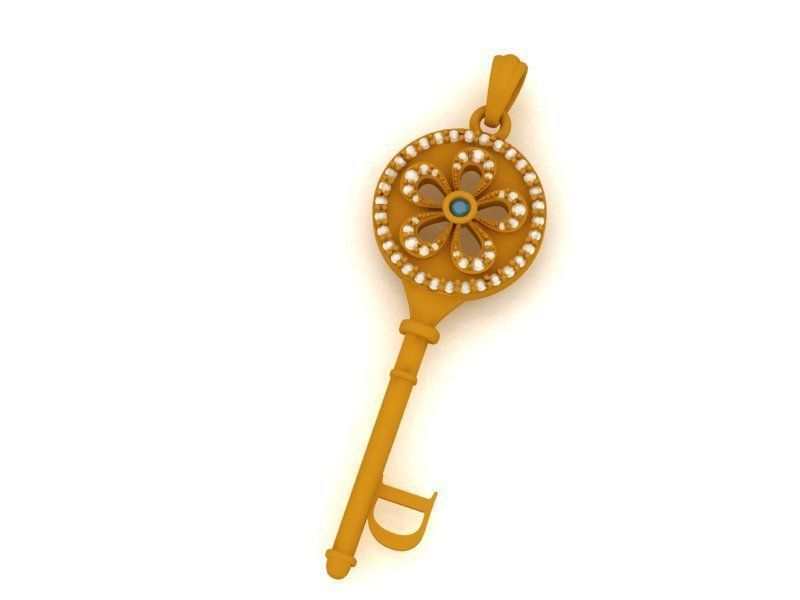 Key pendant letter D 3D print model_9