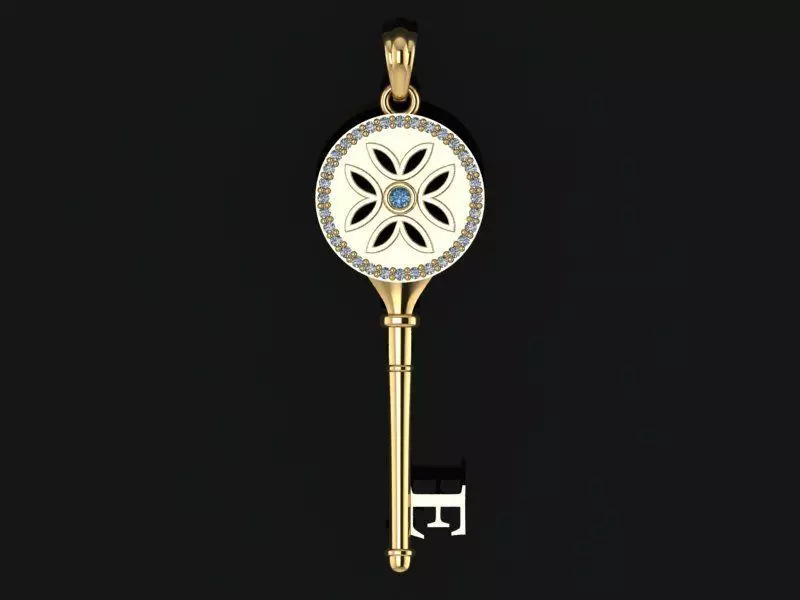 Key pendant letter E 3D print model