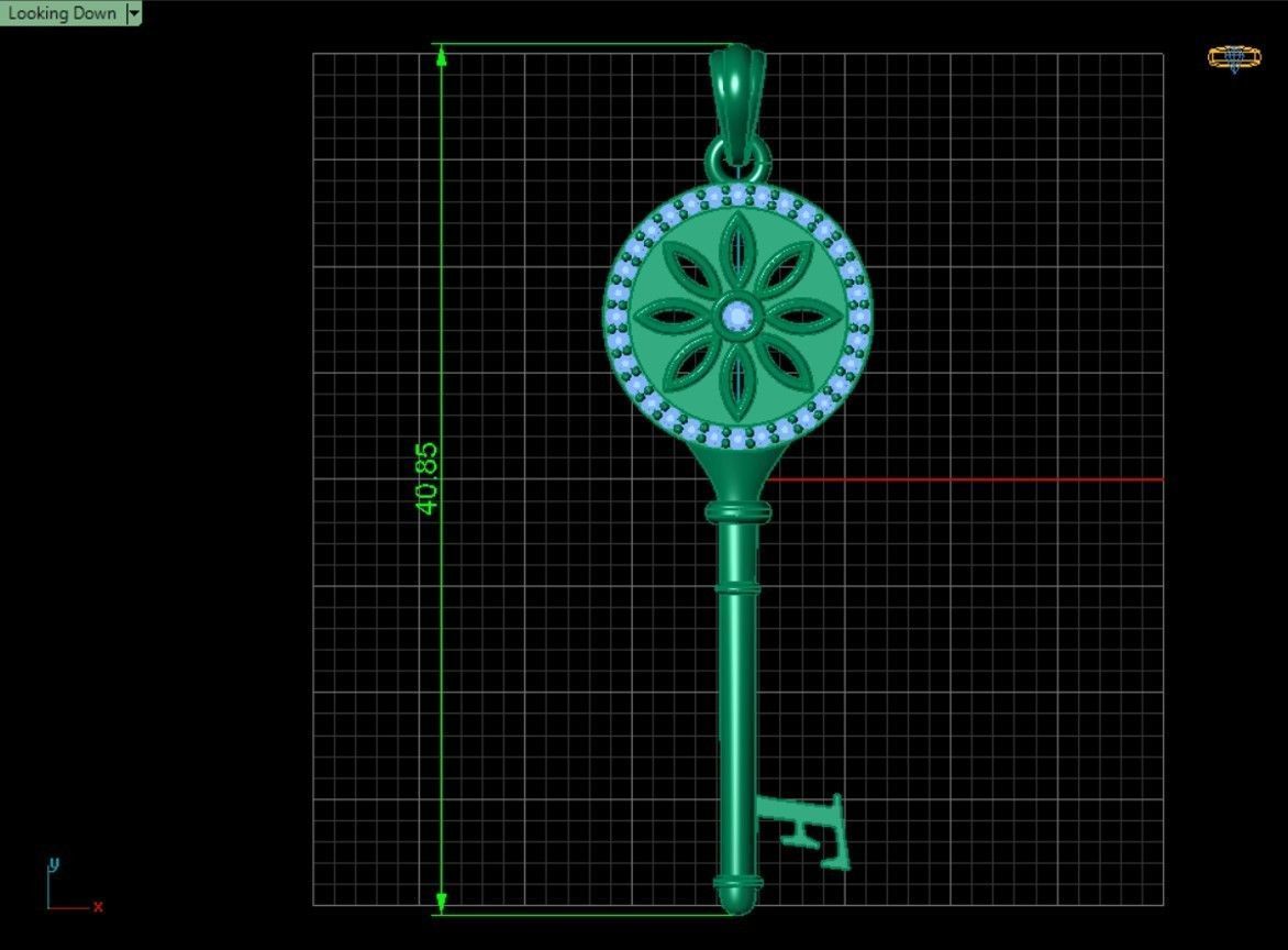 Key pendant letter F 3D print model_5