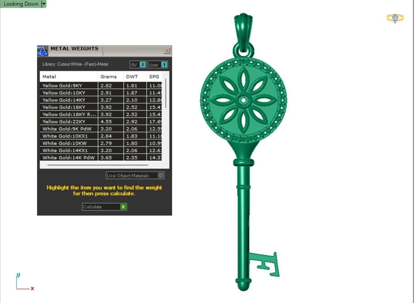 Key pendant letter F 3D print model_2