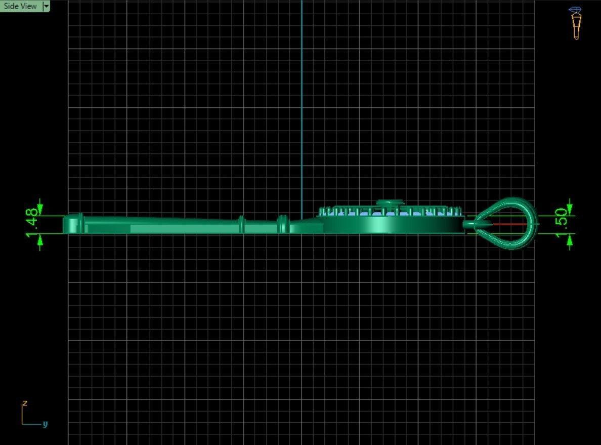 Key pendant letter F 3D print model_7