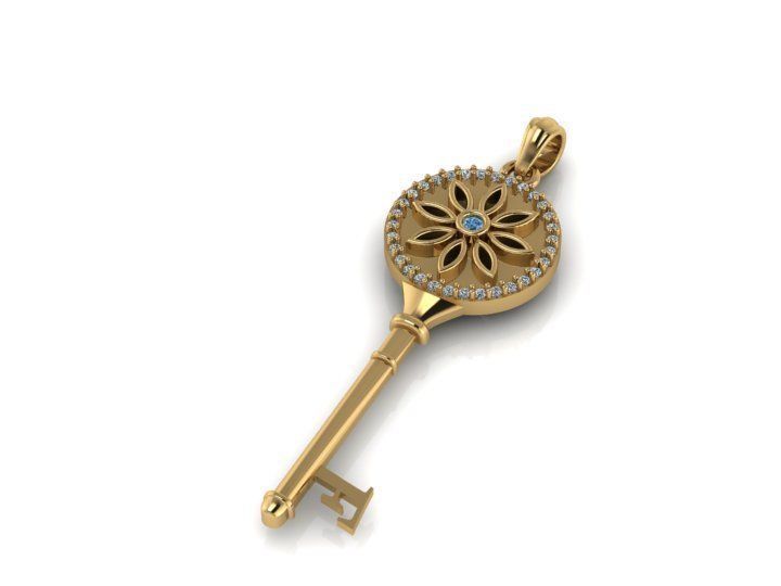 Key pendant letter F 3D print model_1