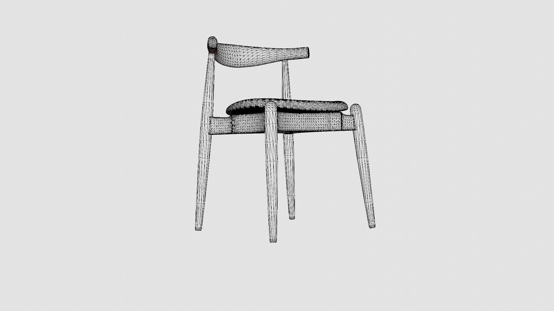 Carl Hansen CH20 Chair Low-poly 3D model_7