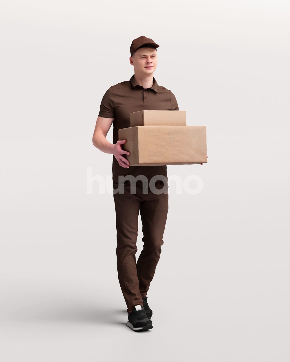 Delivery man walking with package - courier - 057-2958 3D model_5