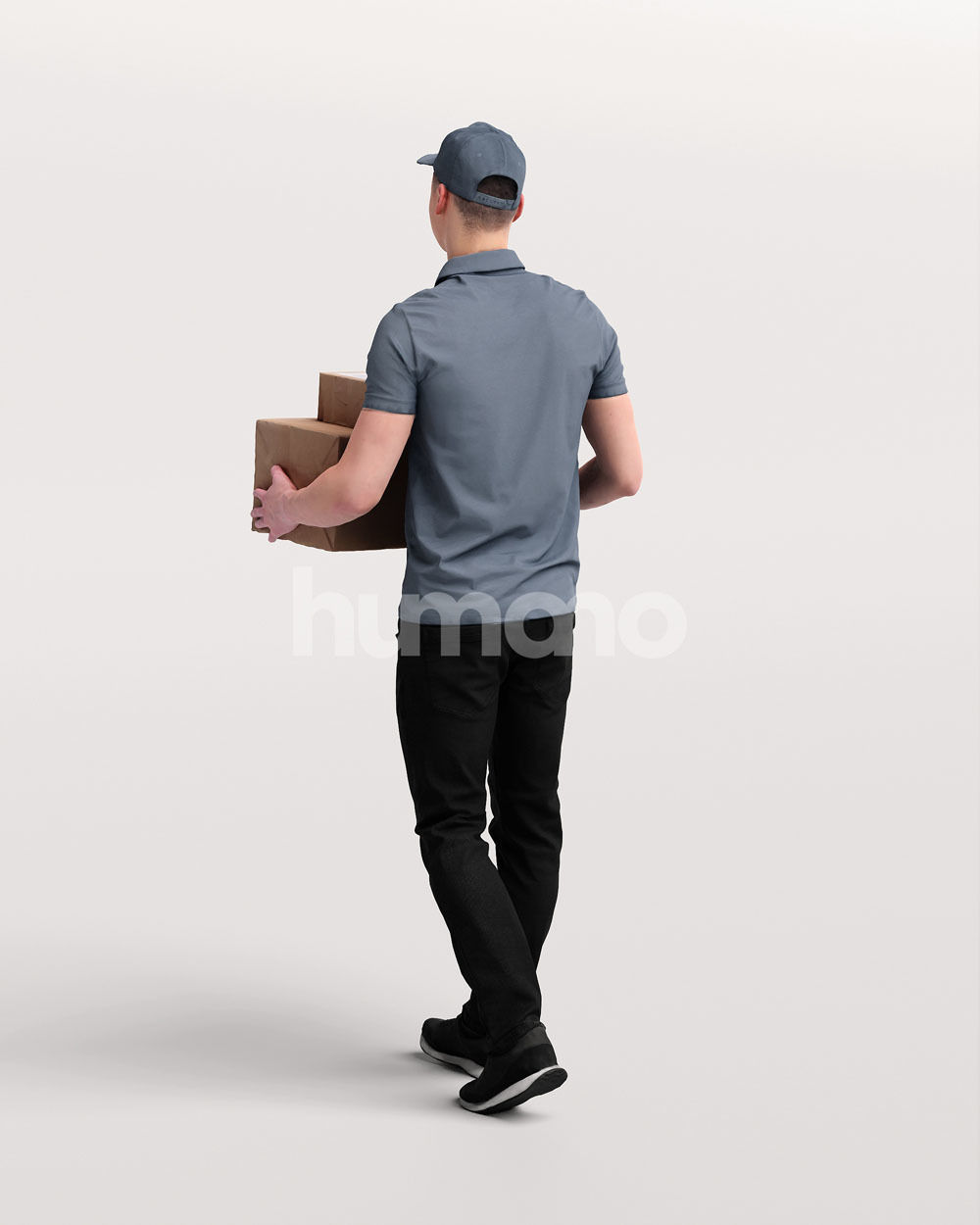 Delivery man walking with package - courier - 057-2958 3D model_8