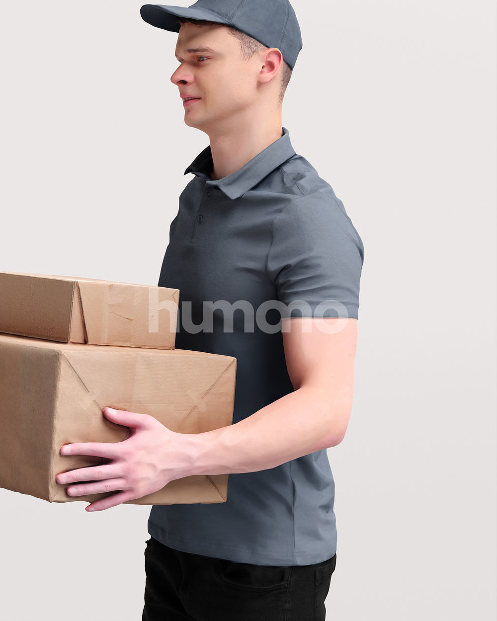 Delivery man walking with package - courier - 057-2958 3D model_11