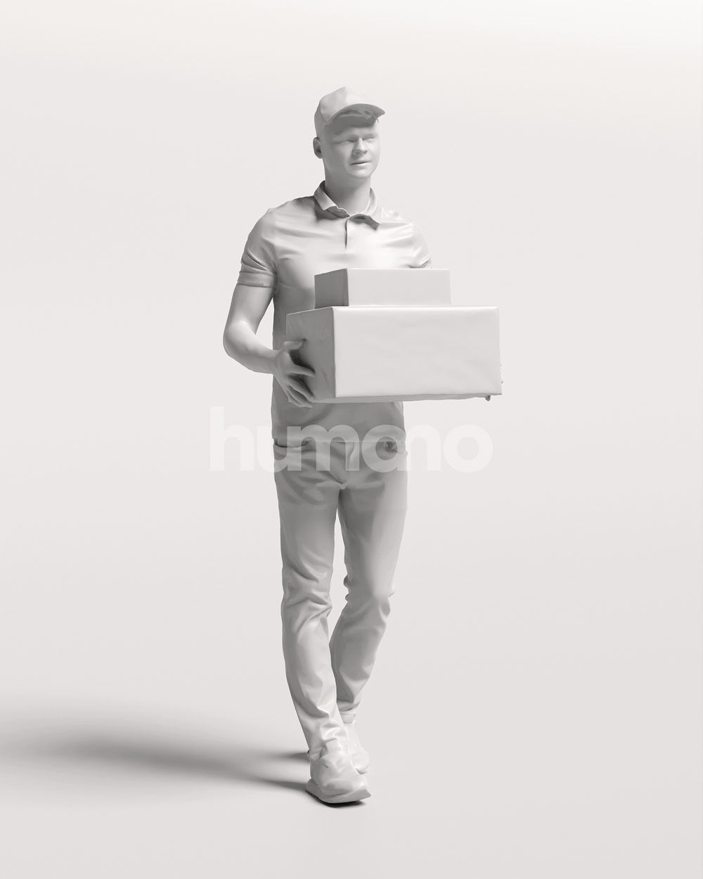 Delivery man walking with package - courier - 057-2958 3D model_12