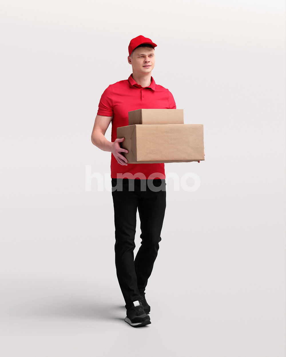 Delivery man walking with package - courier - 057-2958 3D model_4