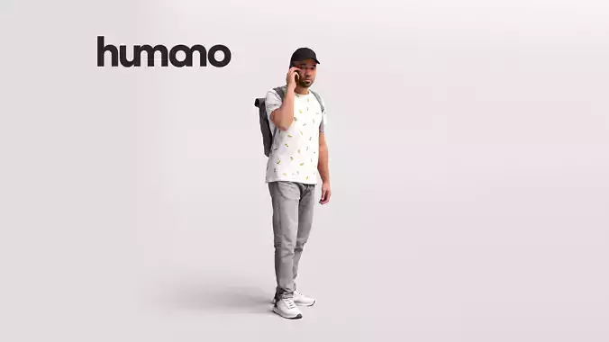 Humano walking talking on the phone black man - casual -063-4695