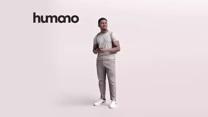 Humano black man standing with the phone - casual -064-4875