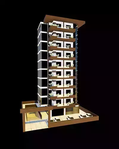 10 Floor Building Free low-poly 3D model