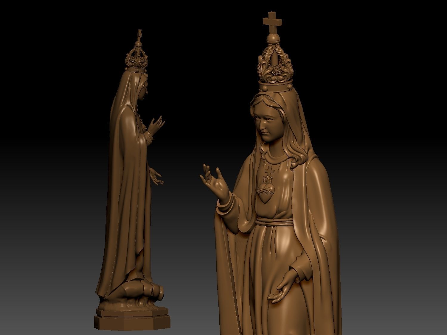 Our Lady of Fatima Statue 3D print model_2