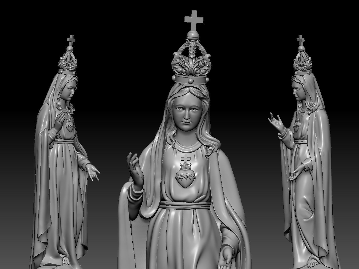 Our Lady of Fatima Statue 3D print model_4