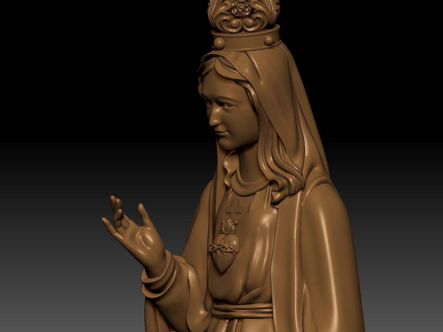 Our Lady of Fatima Statue 3D print model_3
