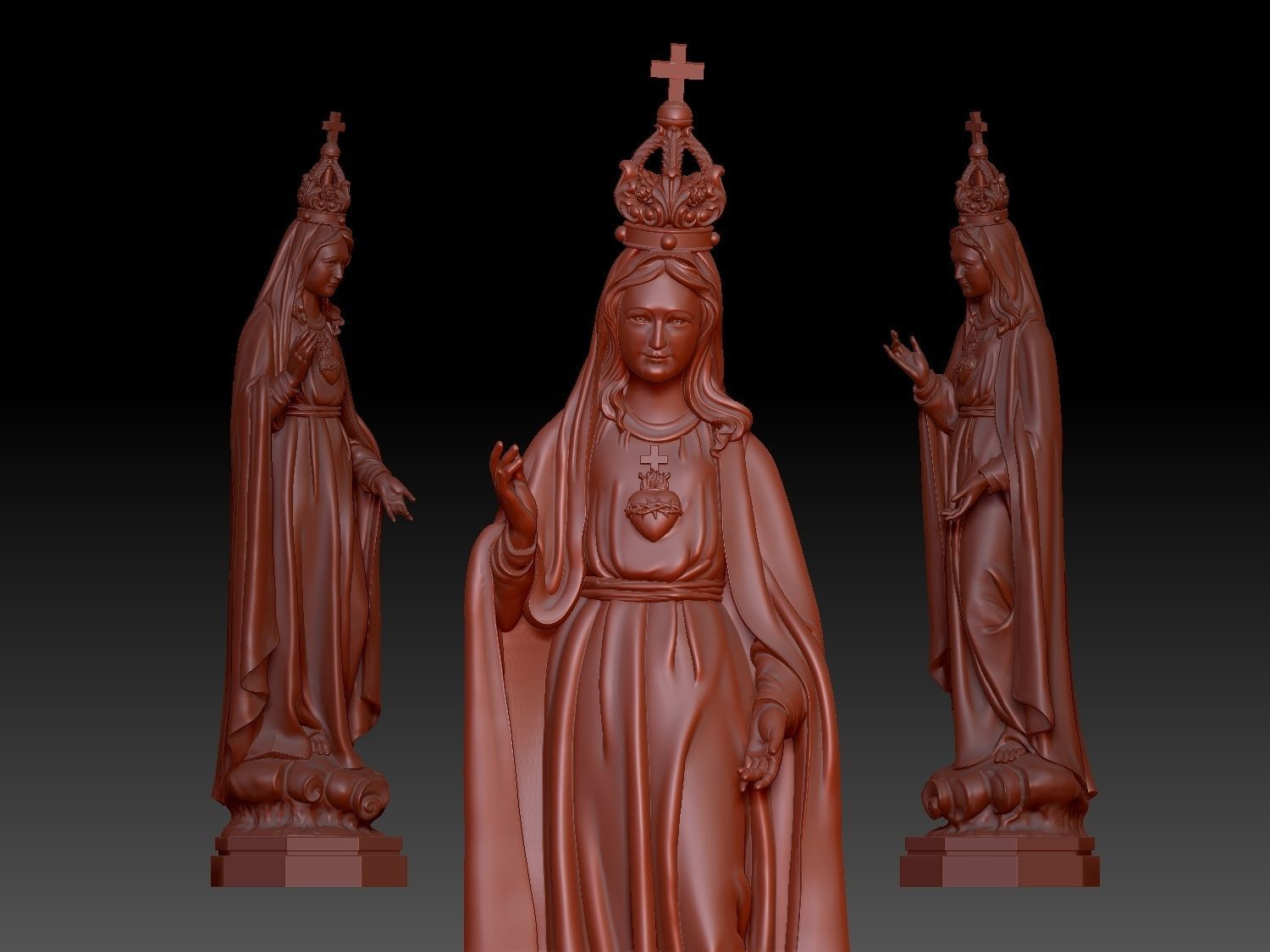 Our Lady of Fatima Statue 3D print model_9