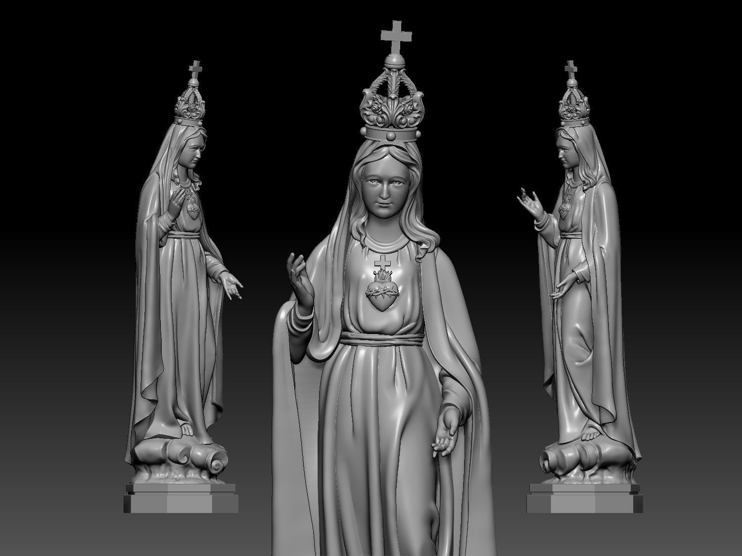 Our Lady of Fatima Statue 3D print model_1