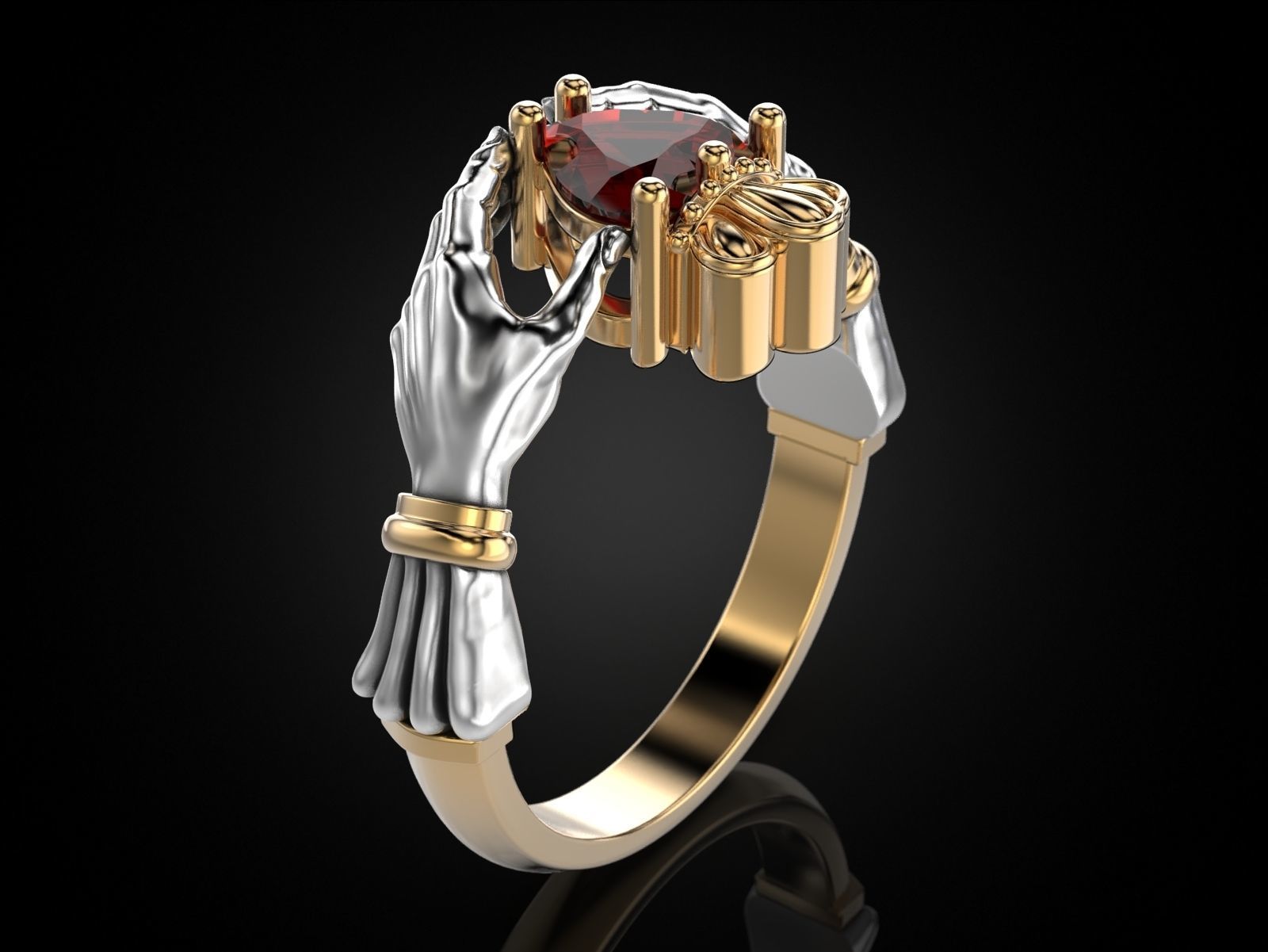 Claddagh Ring Heart in Hands 3D print model_8