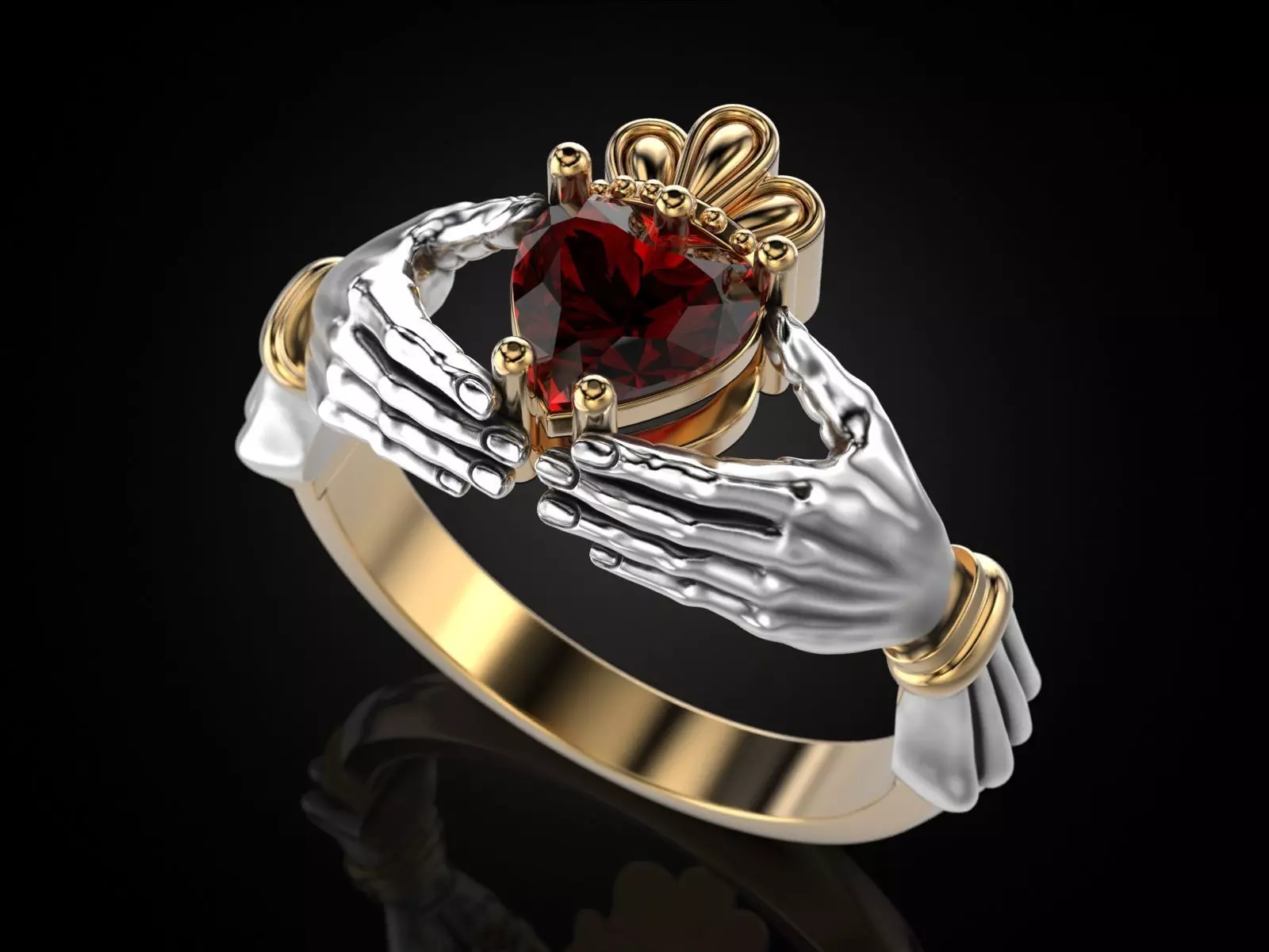 Claddagh Ring Heart in Hands 3D print model_0