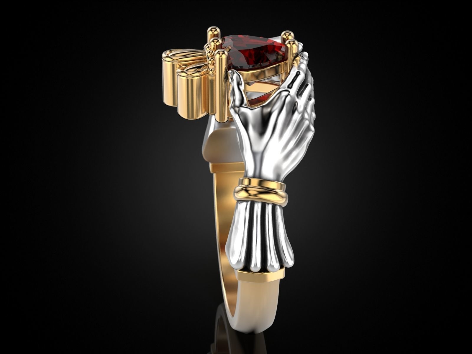 Claddagh Ring Heart in Hands 3D print model_7