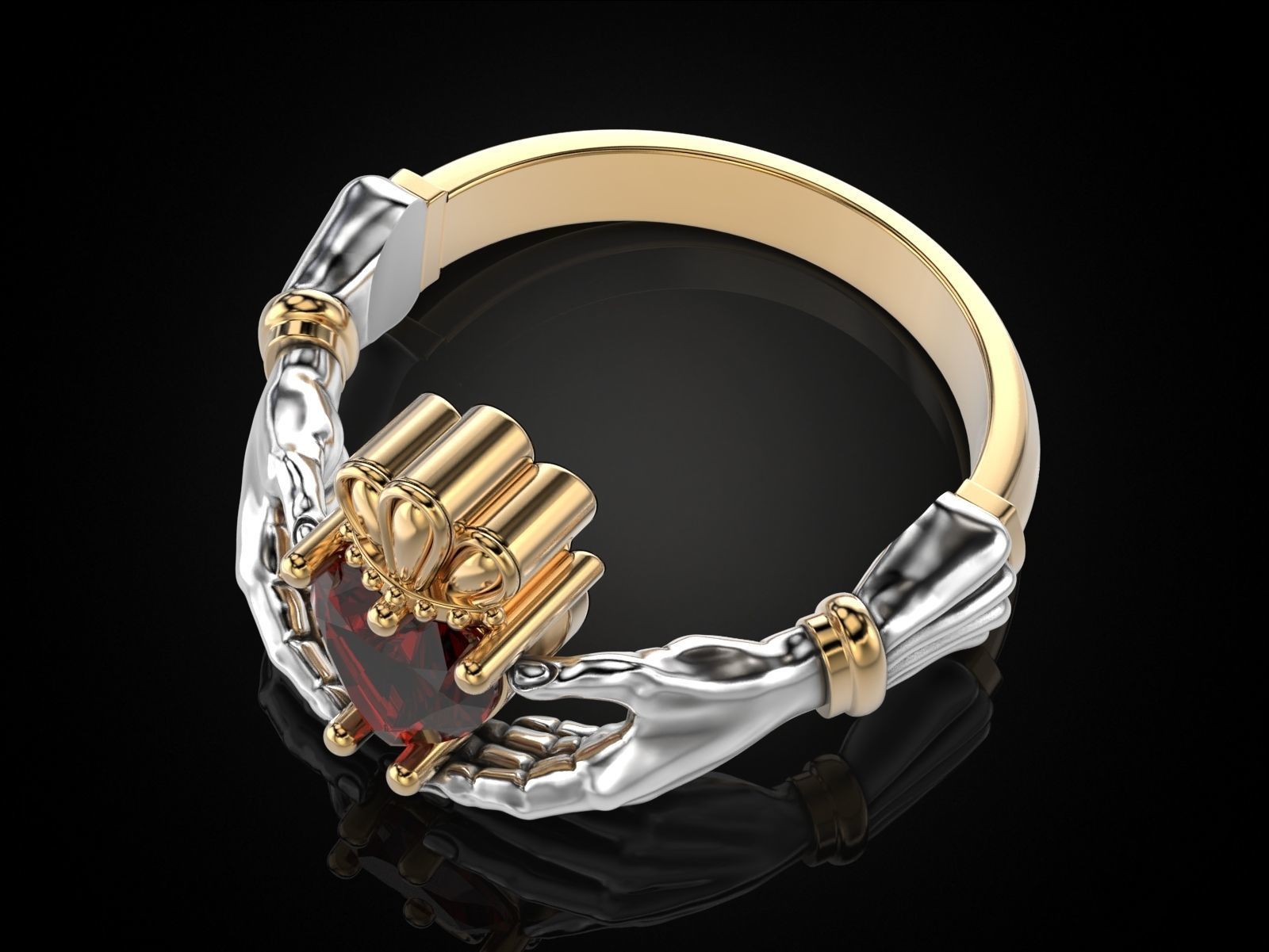 Claddagh Ring Heart in Hands 3D print model_6