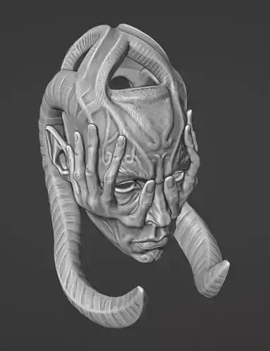 MASK creature head sculpture 3D print model