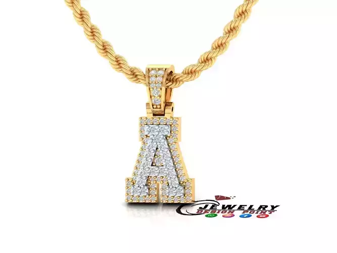 Custom Initial A Letter Diamond Pendant A to Z Alphabet Necklace 3D print model Custom Initial A Letter Diamond Pendant A to Z Alphabet Necklace 3D print model