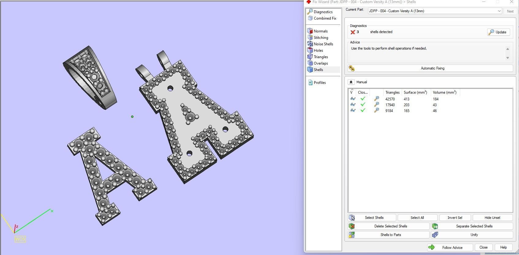 Custom Initial A Letter Diamond Pendant A to Z Alphabet Necklace 3D print model_16