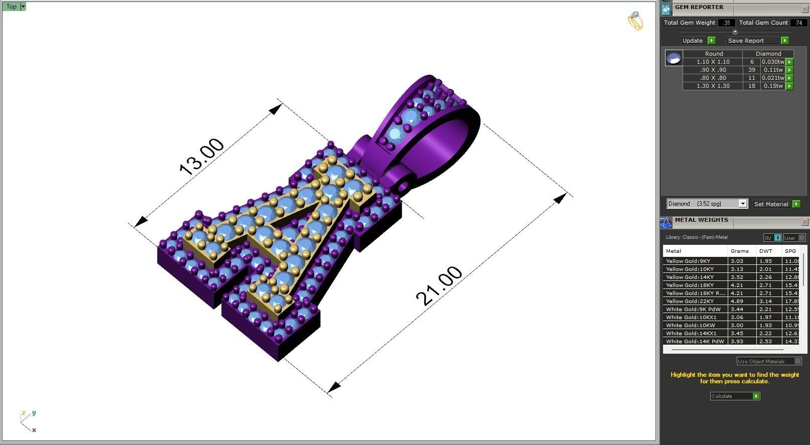 Custom Initial A Letter Diamond Pendant A to Z Alphabet Necklace 3D print model_6