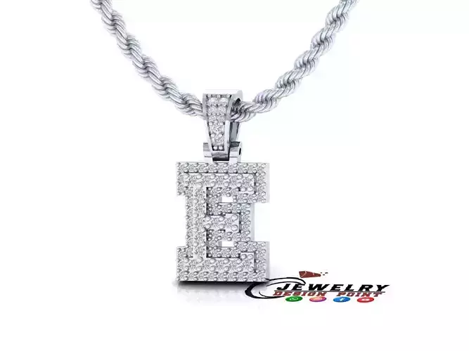 Custom Initial E Letter Diamond Pendant A to Z Alphabet Necklace
