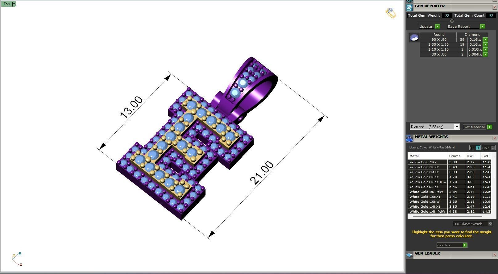 Custom Initial E Letter Diamond Pendant A to Z Alphabet Necklace 3D print model_6