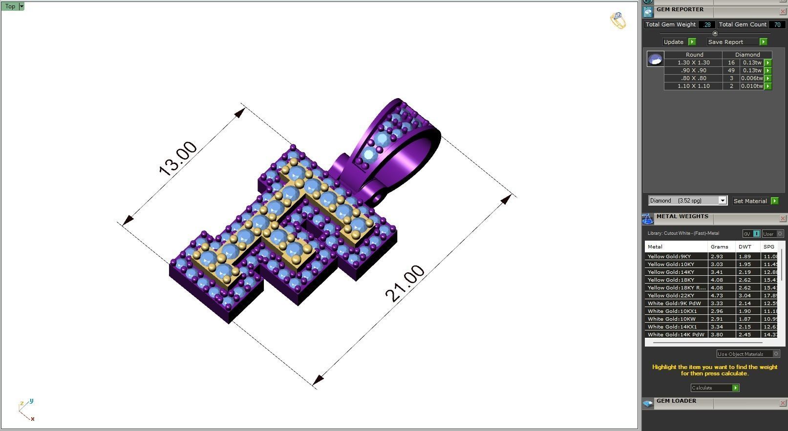 Custom Initial F Letter Diamond Pendant A to Z Alphabet Necklace 3D print model_6