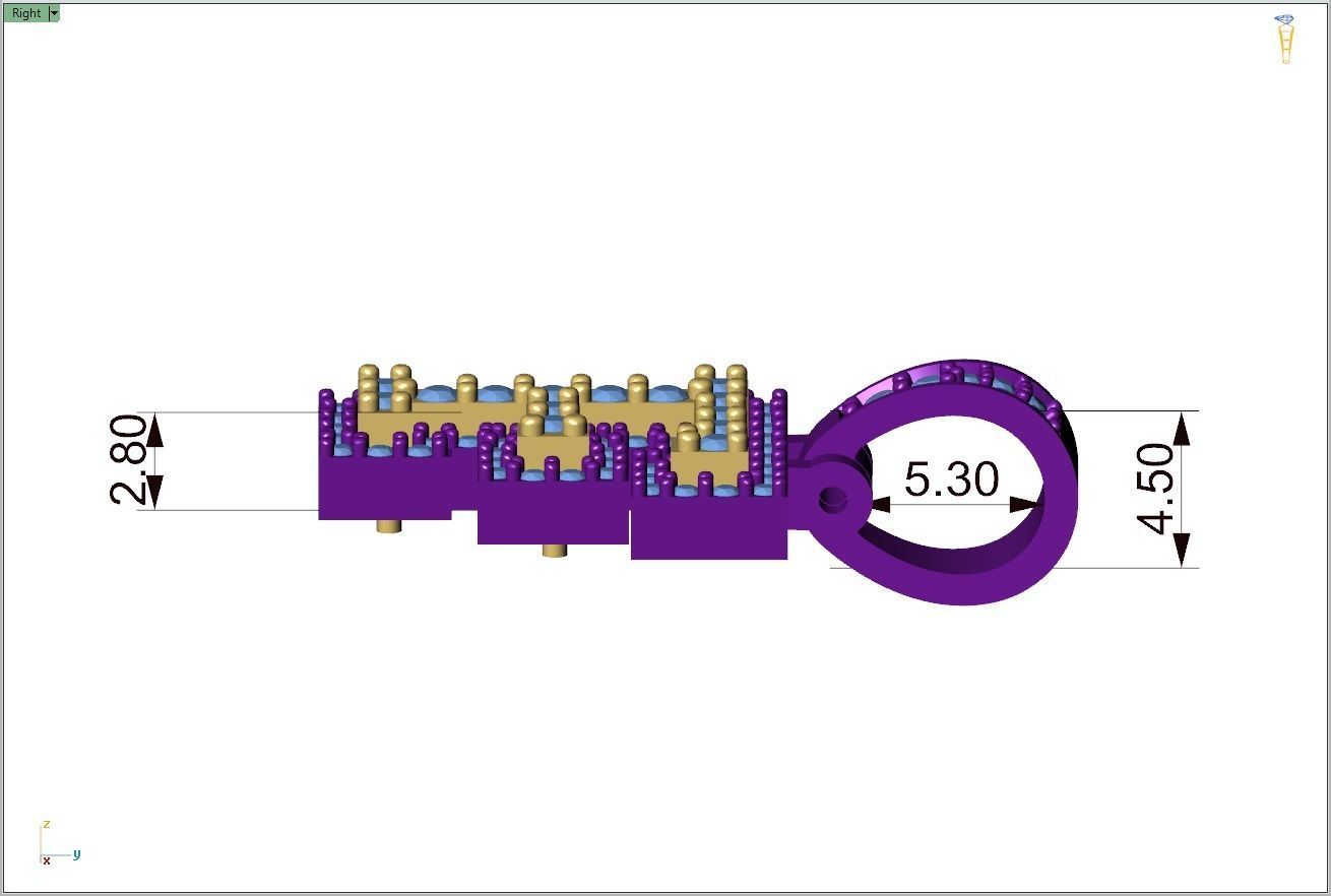 Custom Initial F Letter Diamond Pendant A to Z Alphabet Necklace 3D print model_7