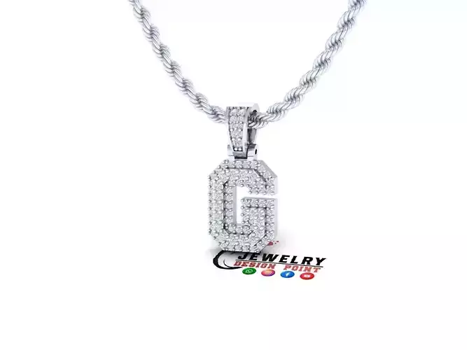 Custom Initial G Letter Diamond Pendant A to Z Alphabet Necklace