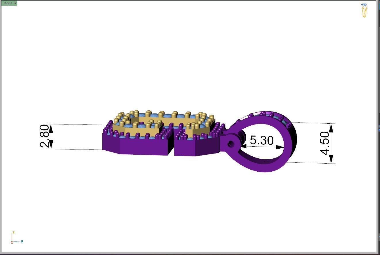 Custom Initial G Letter Diamond Pendant A to Z Alphabet Necklace 3D print model_7