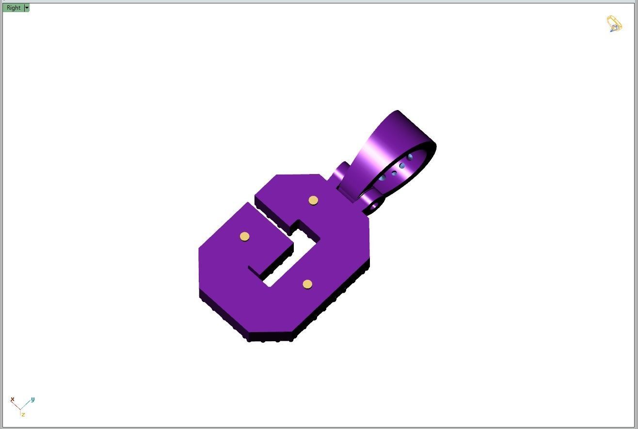 Custom Initial G Letter Diamond Pendant A to Z Alphabet Necklace 3D print model_9