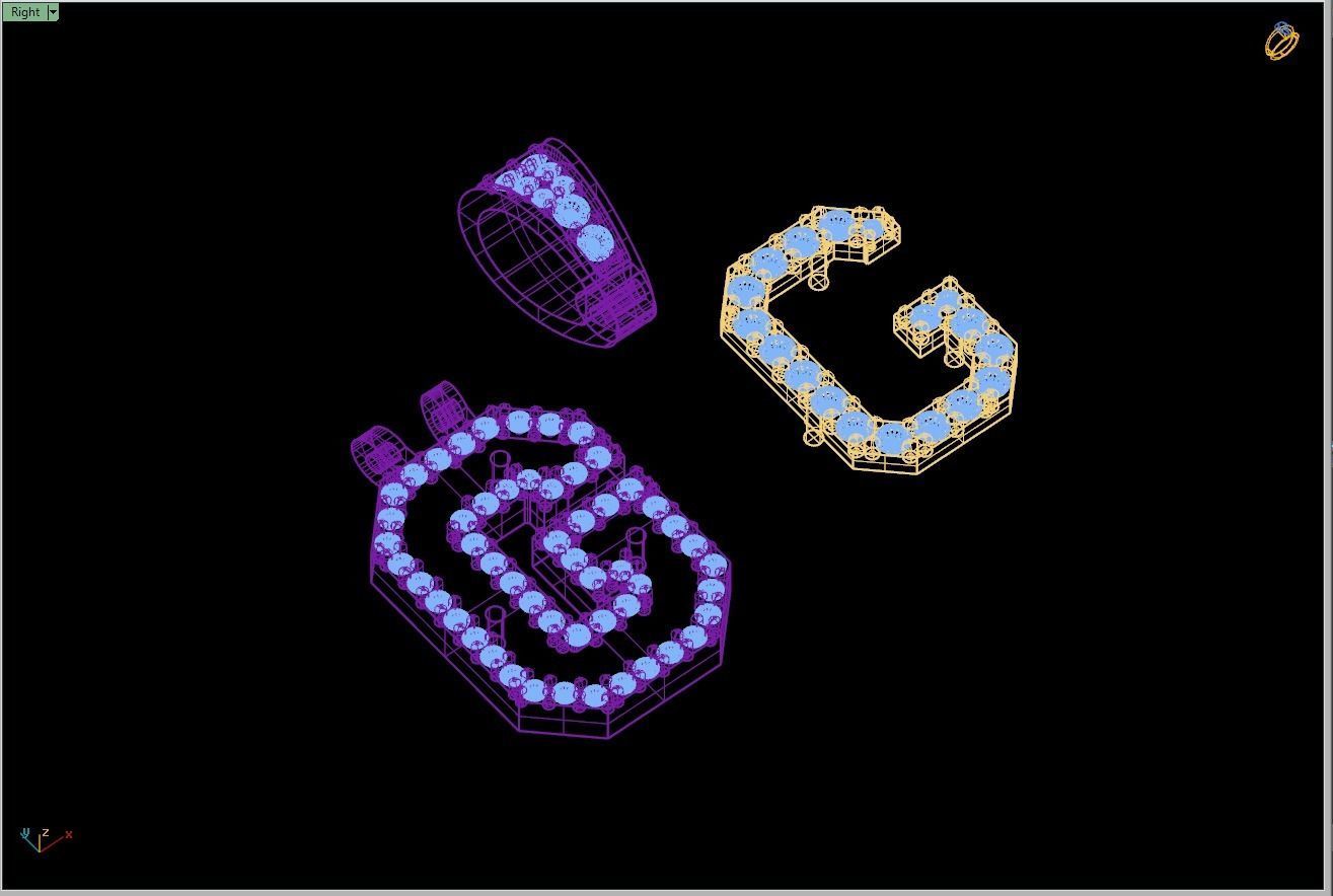 Custom Initial G Letter Diamond Pendant A to Z Alphabet Necklace 3D print model_13