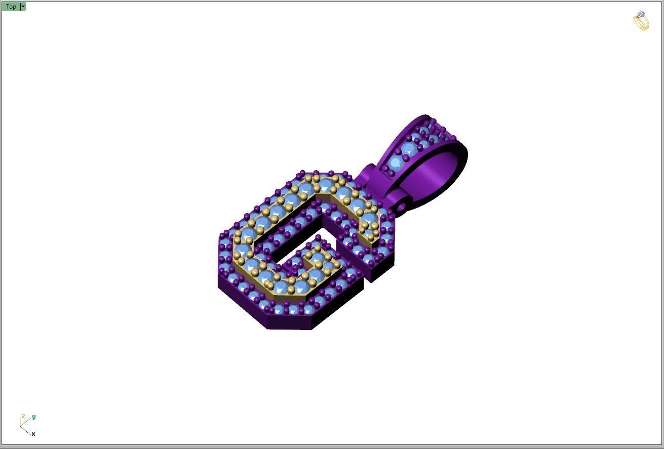 Custom Initial G Letter Diamond Pendant A to Z Alphabet Necklace 3D print model_8