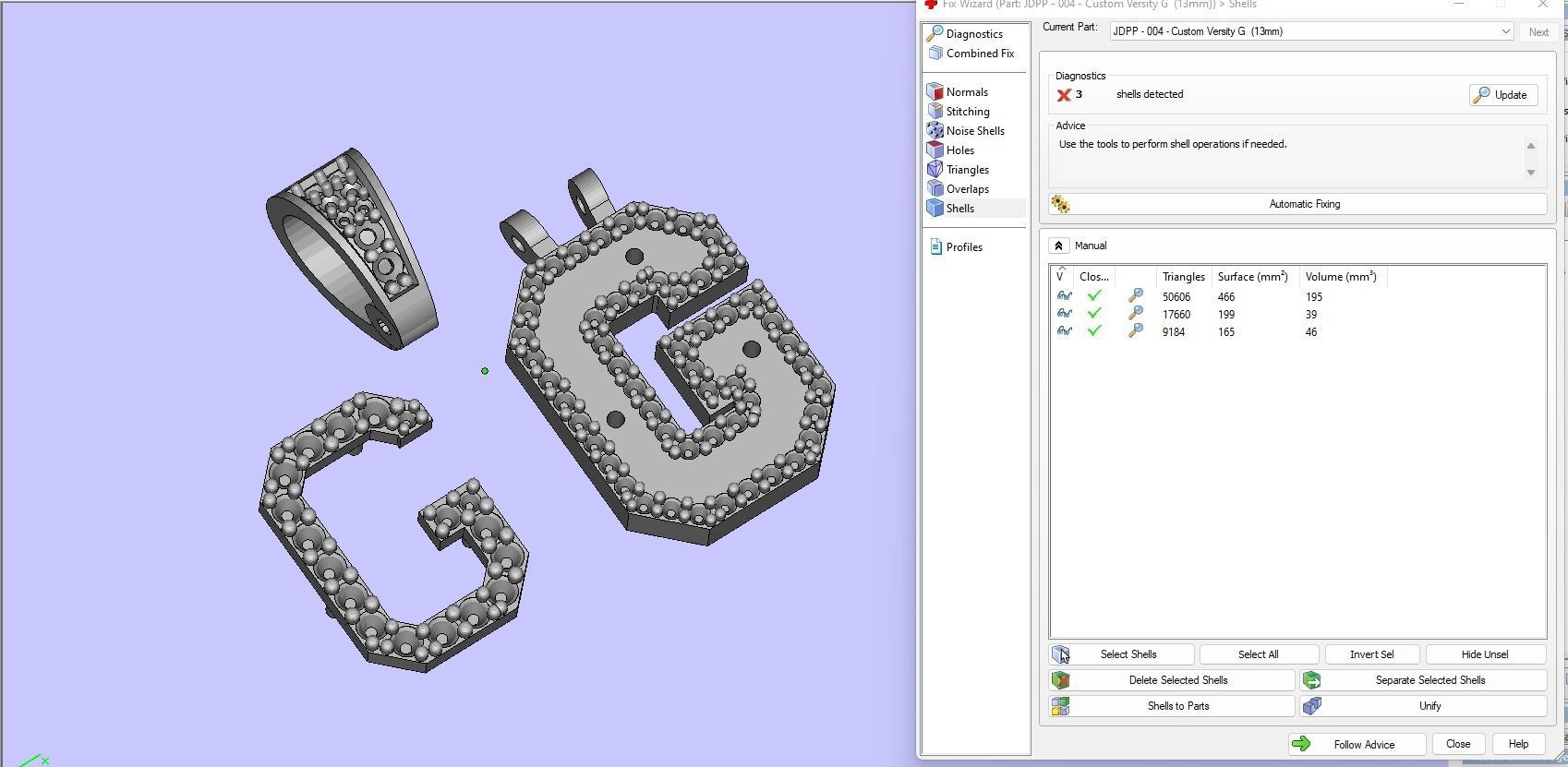 Custom Initial G Letter Diamond Pendant A to Z Alphabet Necklace 3D print model_17