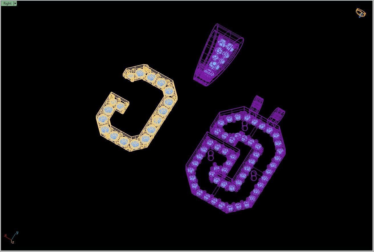 Custom Initial G Letter Diamond Pendant A to Z Alphabet Necklace 3D print model_14